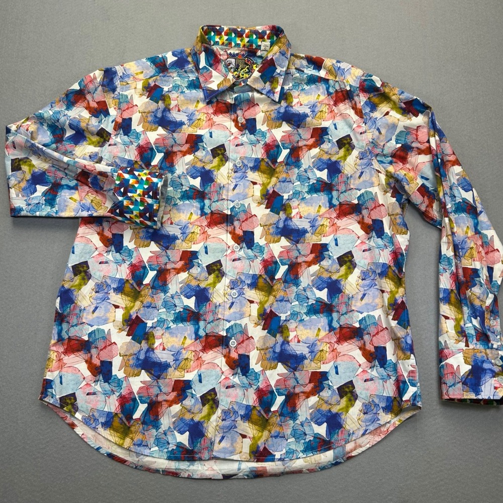 Robert Graham Mens L Classic Fit Abstract Watercolor Long Sleeve Button Up Shirt - Picture 2 of 9